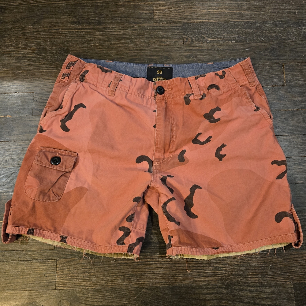 10.Deep Red Camouflage Cargo Shorts